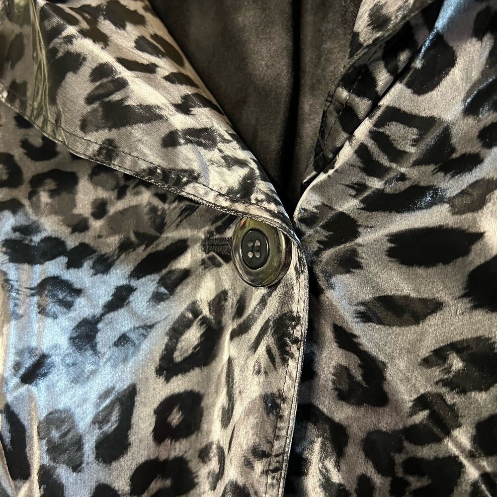 Dennis Basso Y2K Leopard Satin Tie Waist Trench Jacket S - Picture 6 of 14